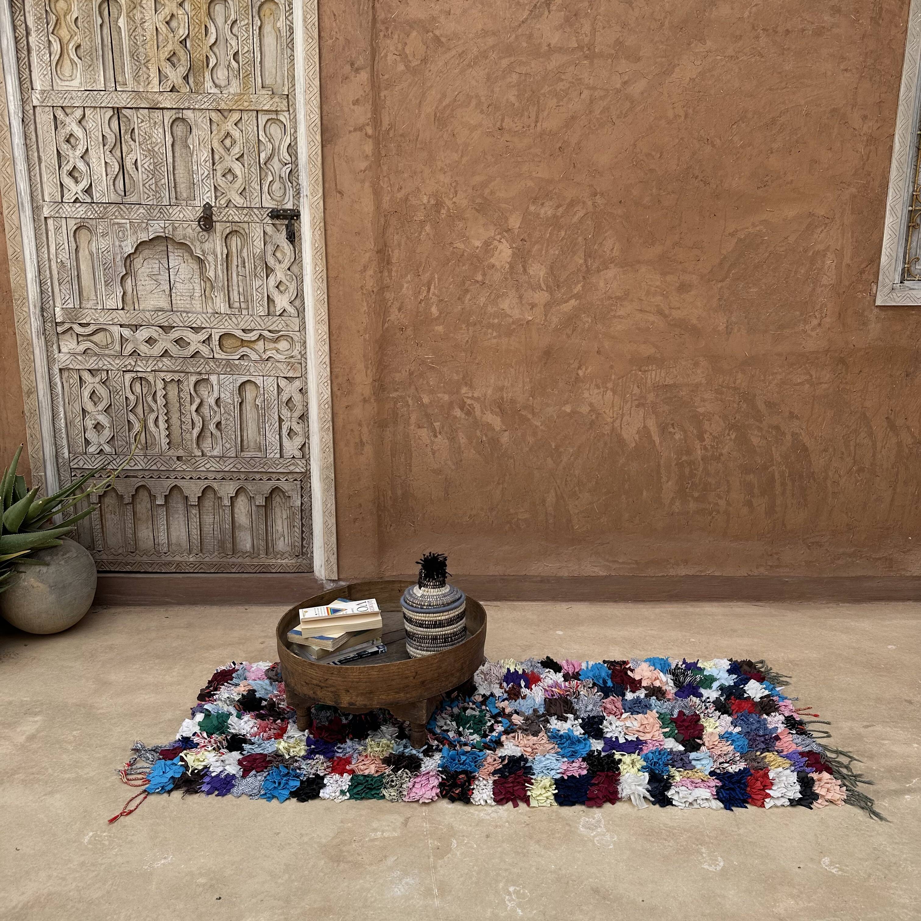 Colorful Boucherouite Berber rug - 63 x 162 cm