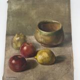 Oil on canvas still life with apples