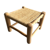 Tabouret minimaliste en bois et corde