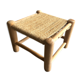 Minimalist wooden and rope stool