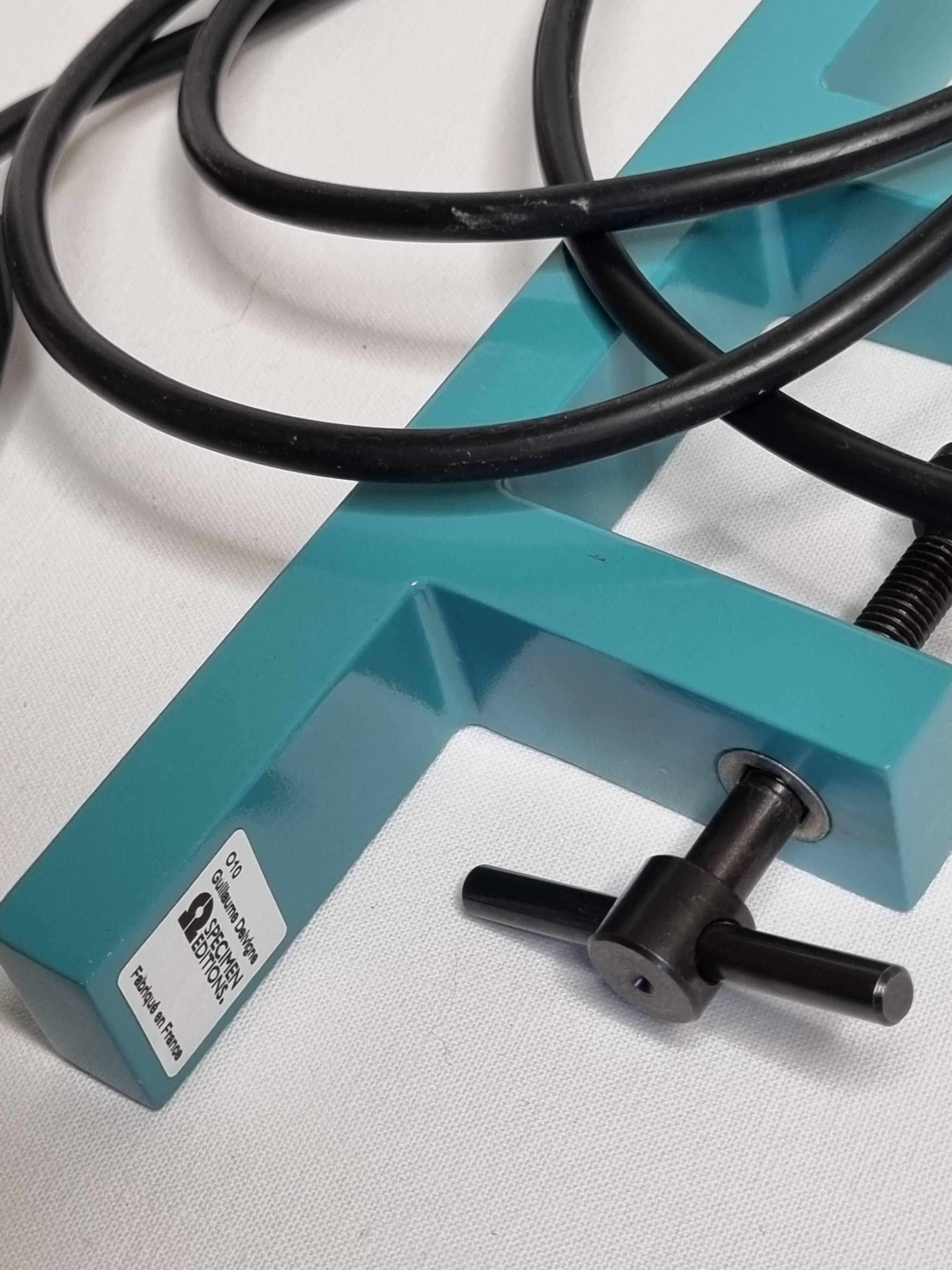 Designer desk lamp model O10 turquoise blue by Guillaume Delvigne for Specimen Editions