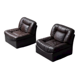 Pair of leather armchairs mod. panarea lev&lev 70s vintage modern