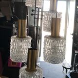 Brass chandelier and moulded glass 1960