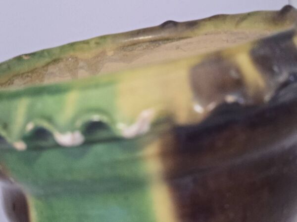 Ancien Pot de fleur jardinière  cache pot terre cuite vernissée