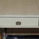 Vintage writing desk with chrome X-shaped top and patinated crocodile leather.