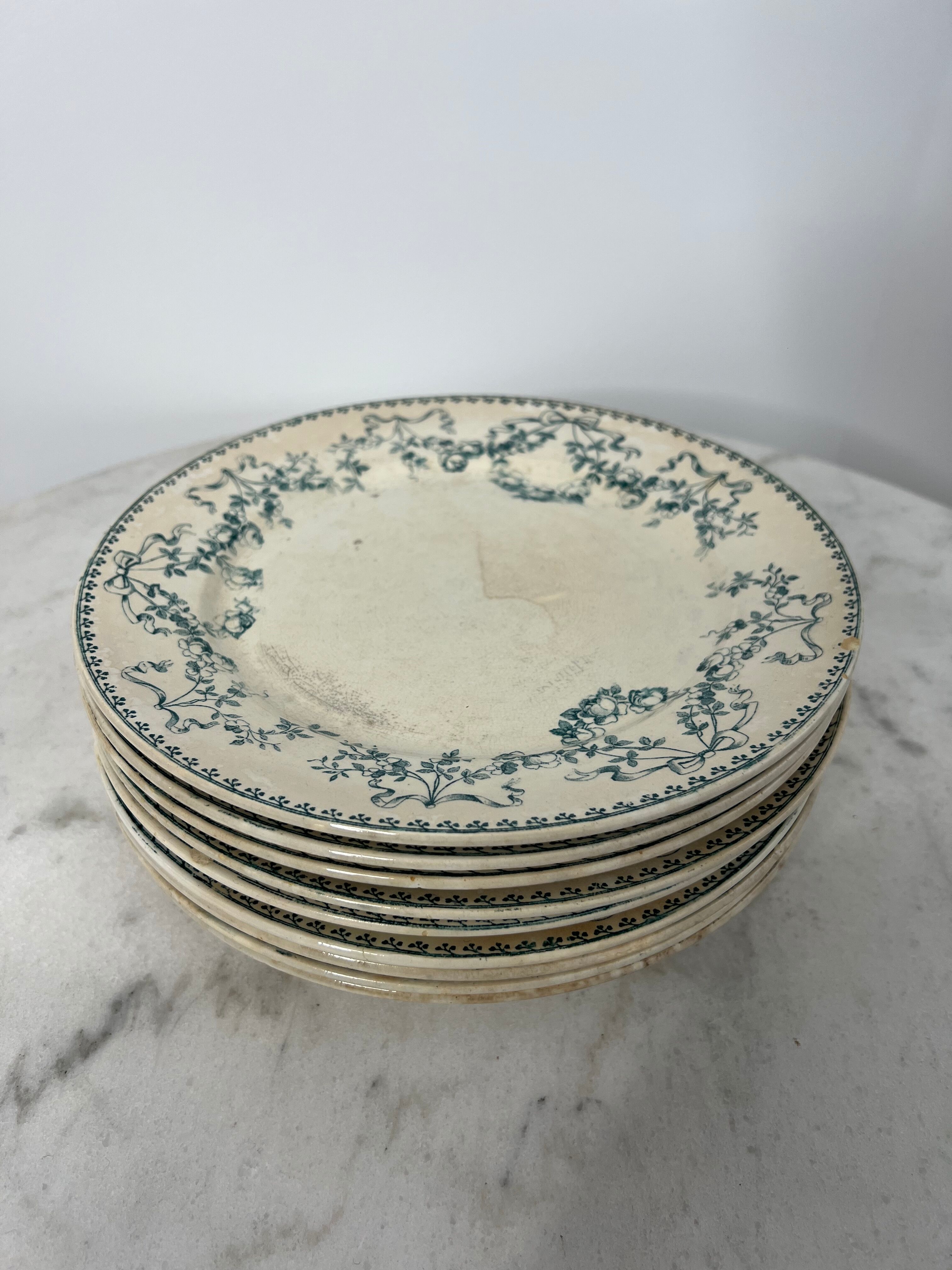 Set of 9 Terre de Fer flat plates - Sarreguemines U&C Mozart