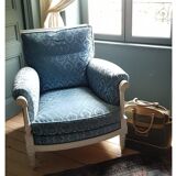 Blue velvet armchair in louis XVI style