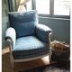 Fauteuil velours bleu style louis XVI