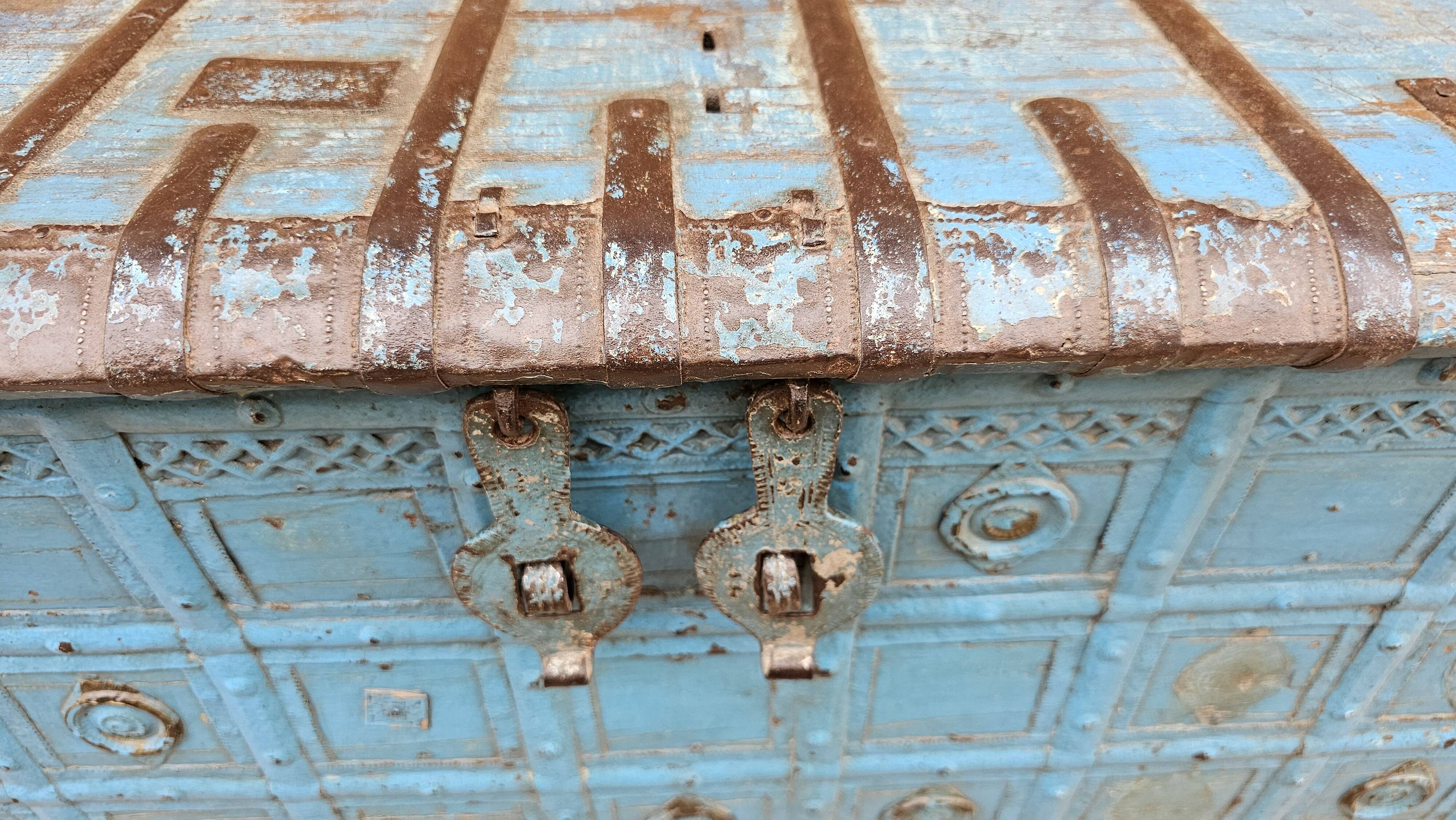 Antique Burmese teak dowry chest