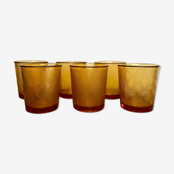 6 verres ambrés texturés Arcoroc Sierra vintage