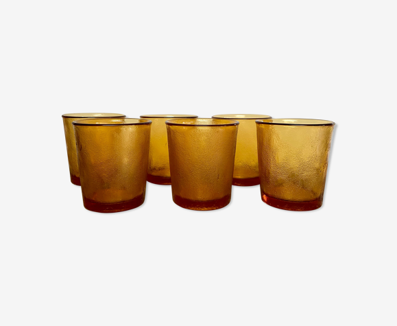 6 verres ambrés texturés Arcoroc Sierra vintage