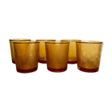 6 vintage Arcoroc Sierra textured amber glasses
