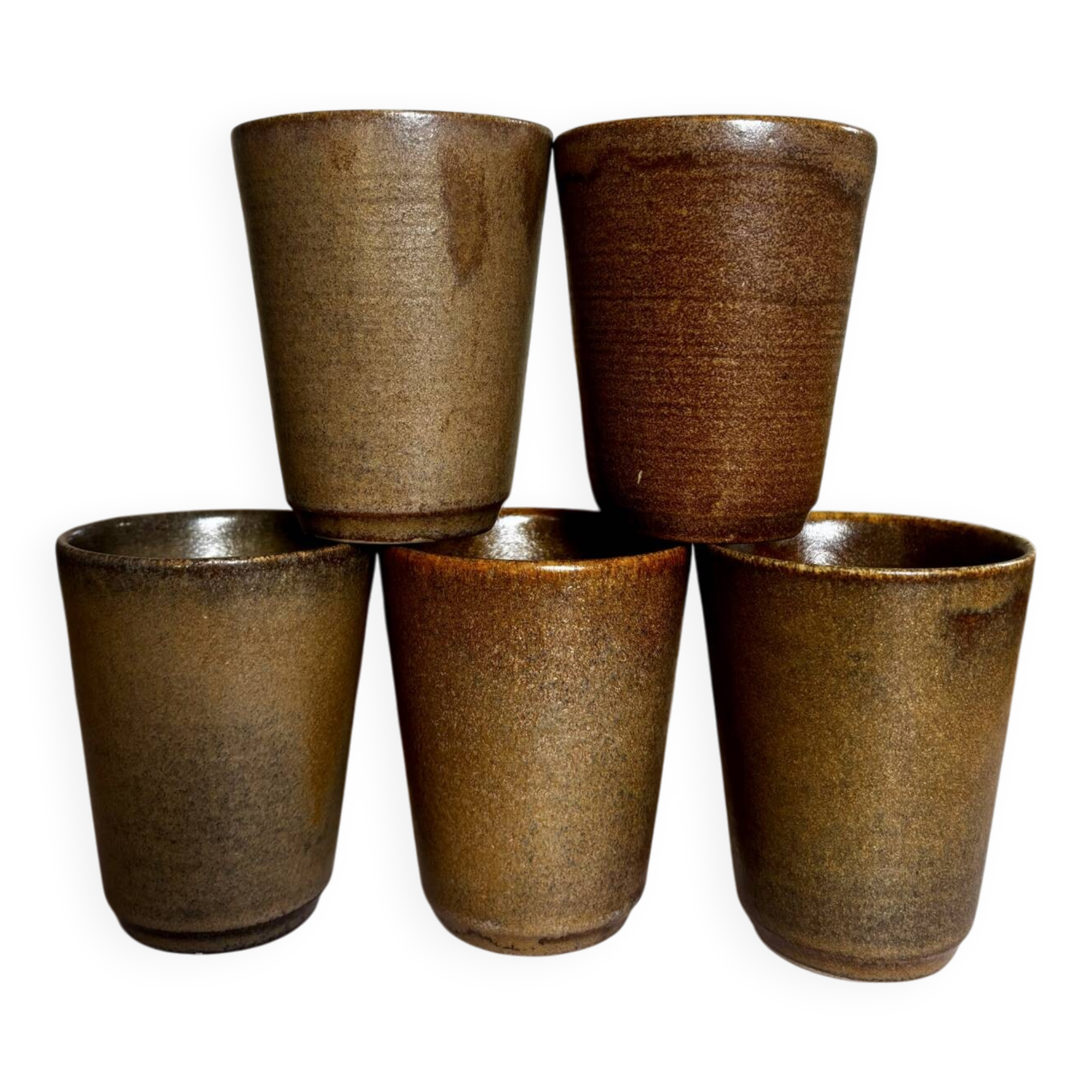 Set of 5 Digoin stoneware tumblers