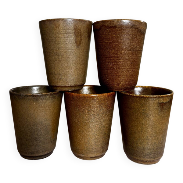 Ensemble de 5 verres gobelets Digoin en grès