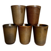 Set of 5 Digoin stoneware tumblers