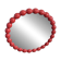 Round wall mirror with red beads in vintage retro design style.