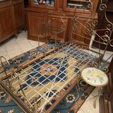One person romantic bed with bedside table brass bedroom chair