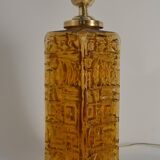 Large Amber Glass Table Lamp by Gustav Leek for Orrefors, 1960s