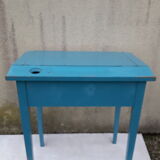 Blue schoolboy desk with ink out slot