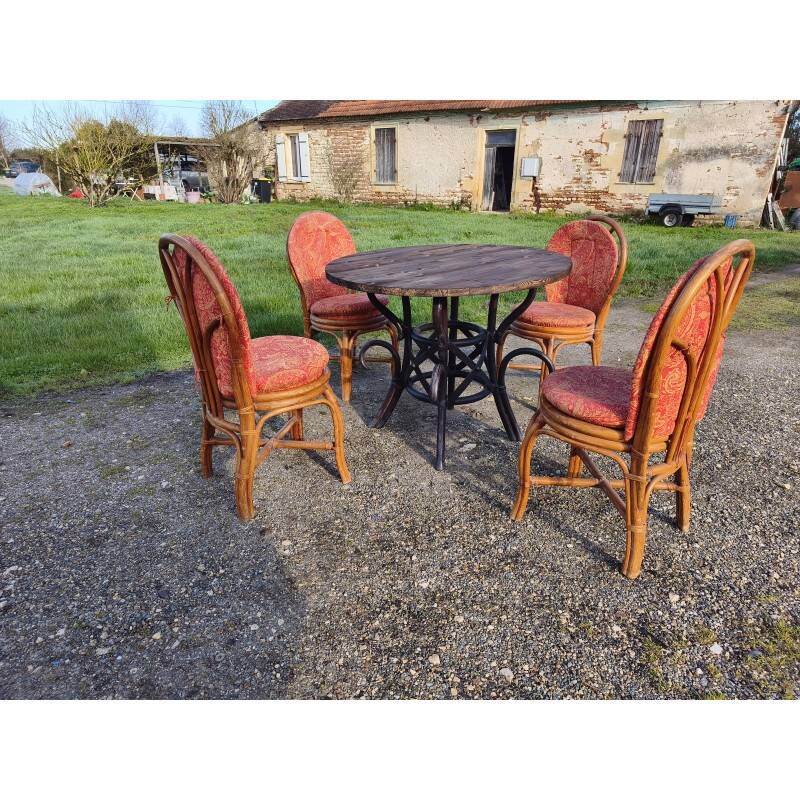 Vintage 1970s rattan garden furniture set