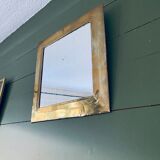 Old square mirror in gilded brass 32x32cm