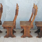 Set of table and 4 mountain chairs in solid oak
