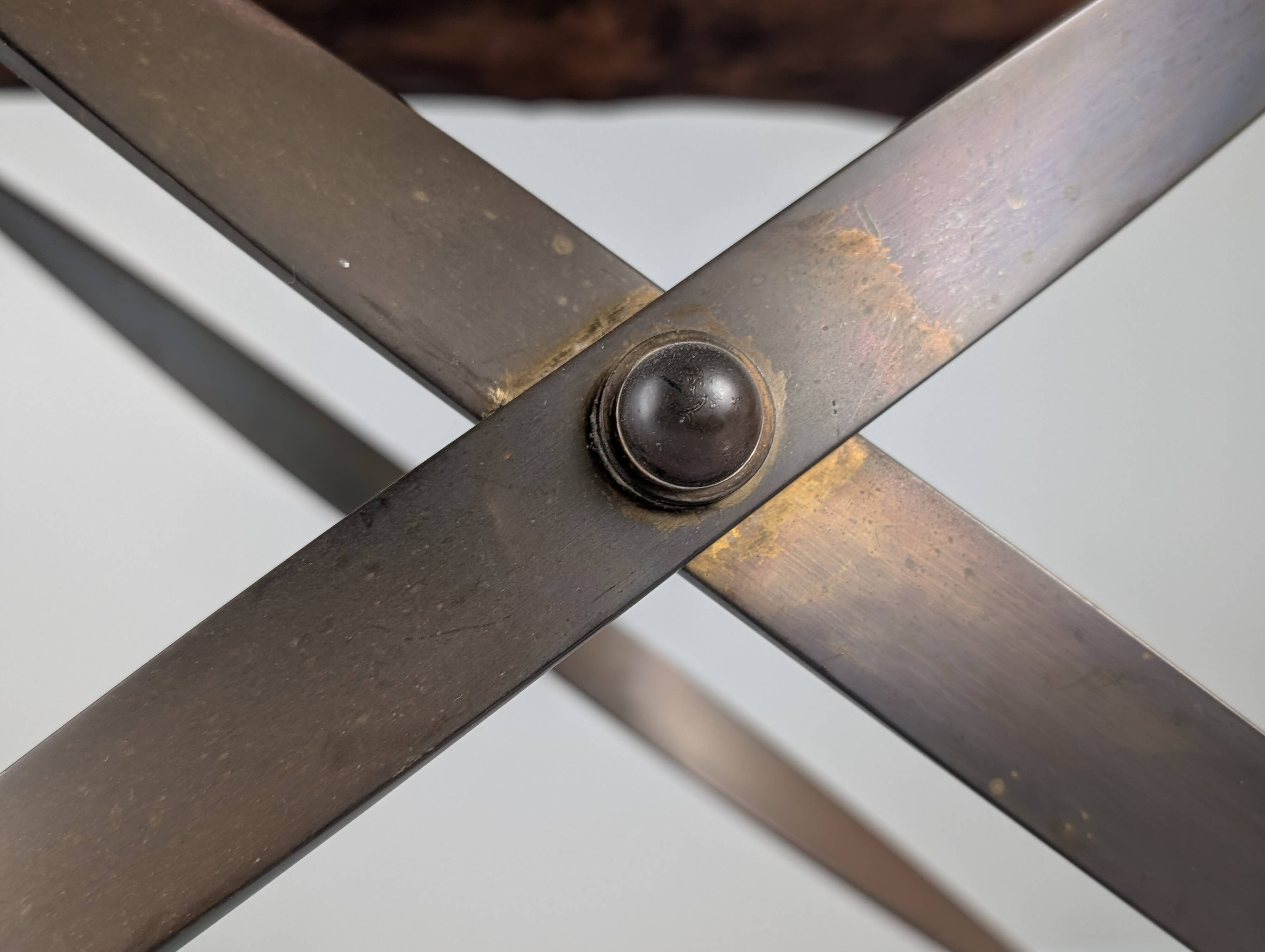 Folding Steel and Leather Stool, Denmark 1960s