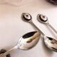 Set of 7 small dessert spoon or coffee with porcelain cabochon