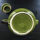 Large olive green Provençal teapot