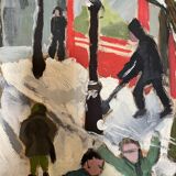 Painting children playing in the snow signed Guiet XXE