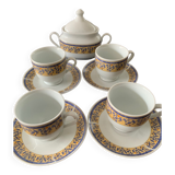 Coffee service 4 cups and saucers + sugar bowl
