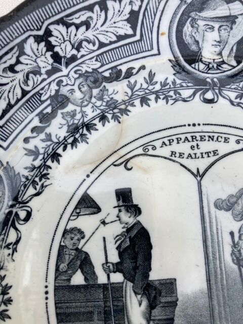 4 talking plates Old man XIXth