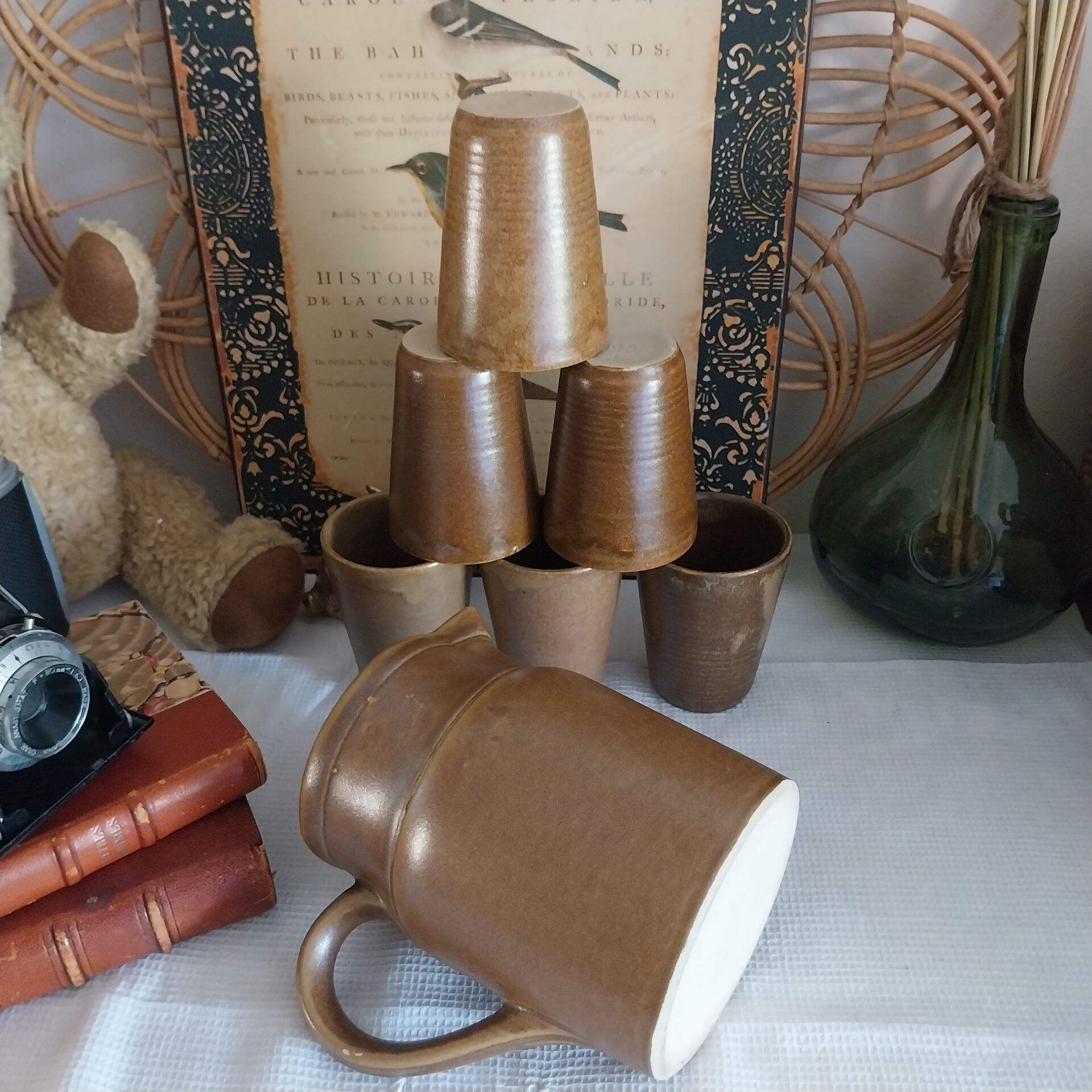 Pichet et verres en grès vintage Digoin