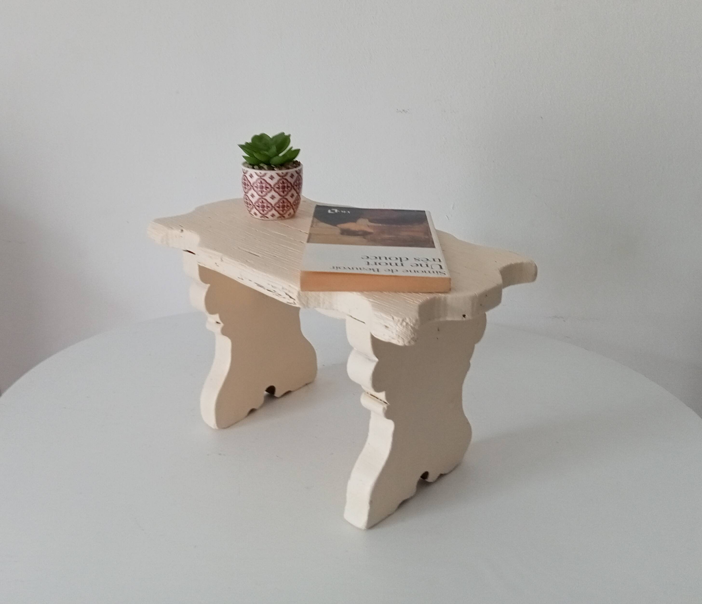 Antique carved solid wood stool