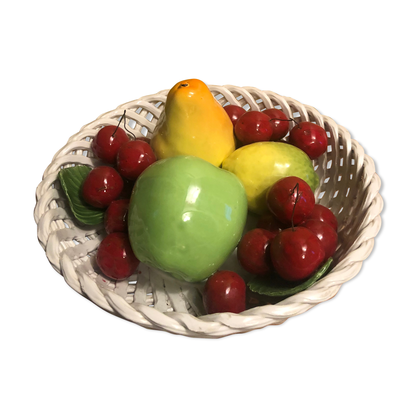 Large decorative porcelain fruit basket