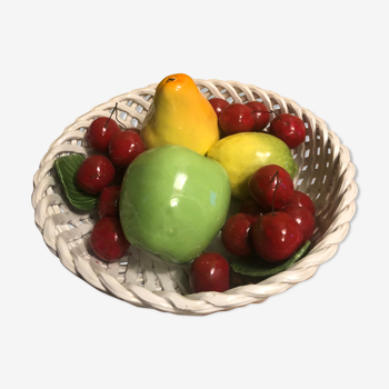 Grande corbeille de fruits décorative en porcelaine