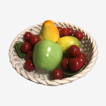 Large decorative porcelain fruit basket