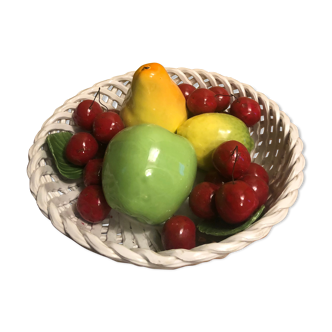 Large decorative porcelain fruit basket
