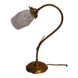 Art nouveau swan neck and tulip glass lamp