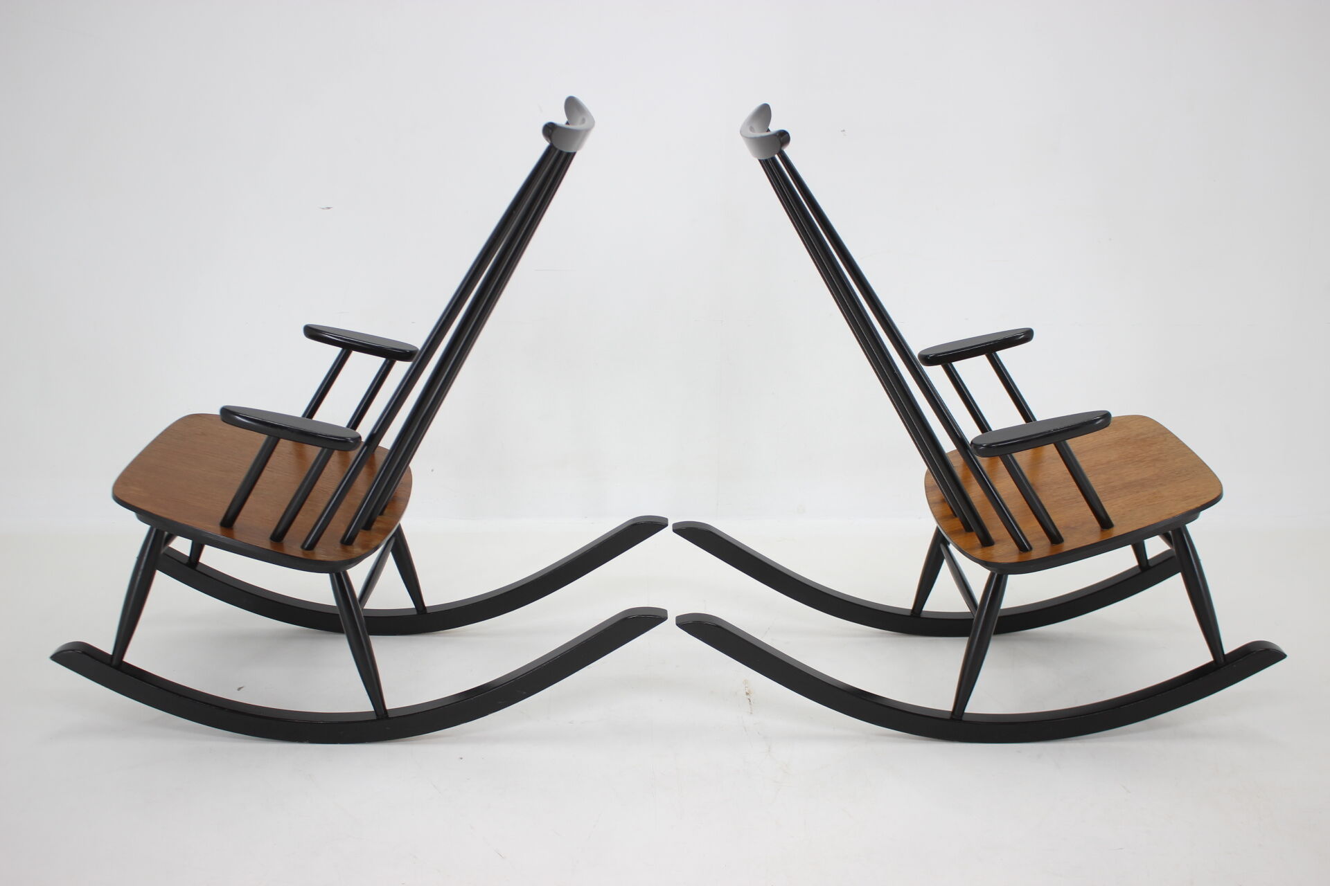 1960s Pair of Varjosen Puunjalostus Beech Rocking Chair, Finland