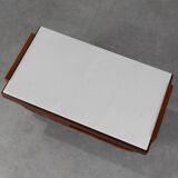 Belgian Art Deco Cabinet in Burl Veneer with Marble and Glass, circa 1930