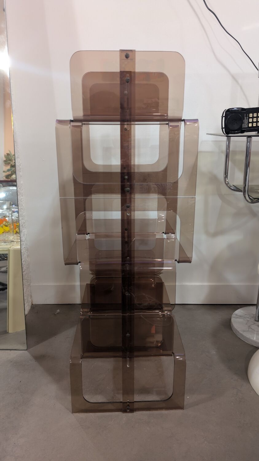 Smoked plexiglass bookshelf