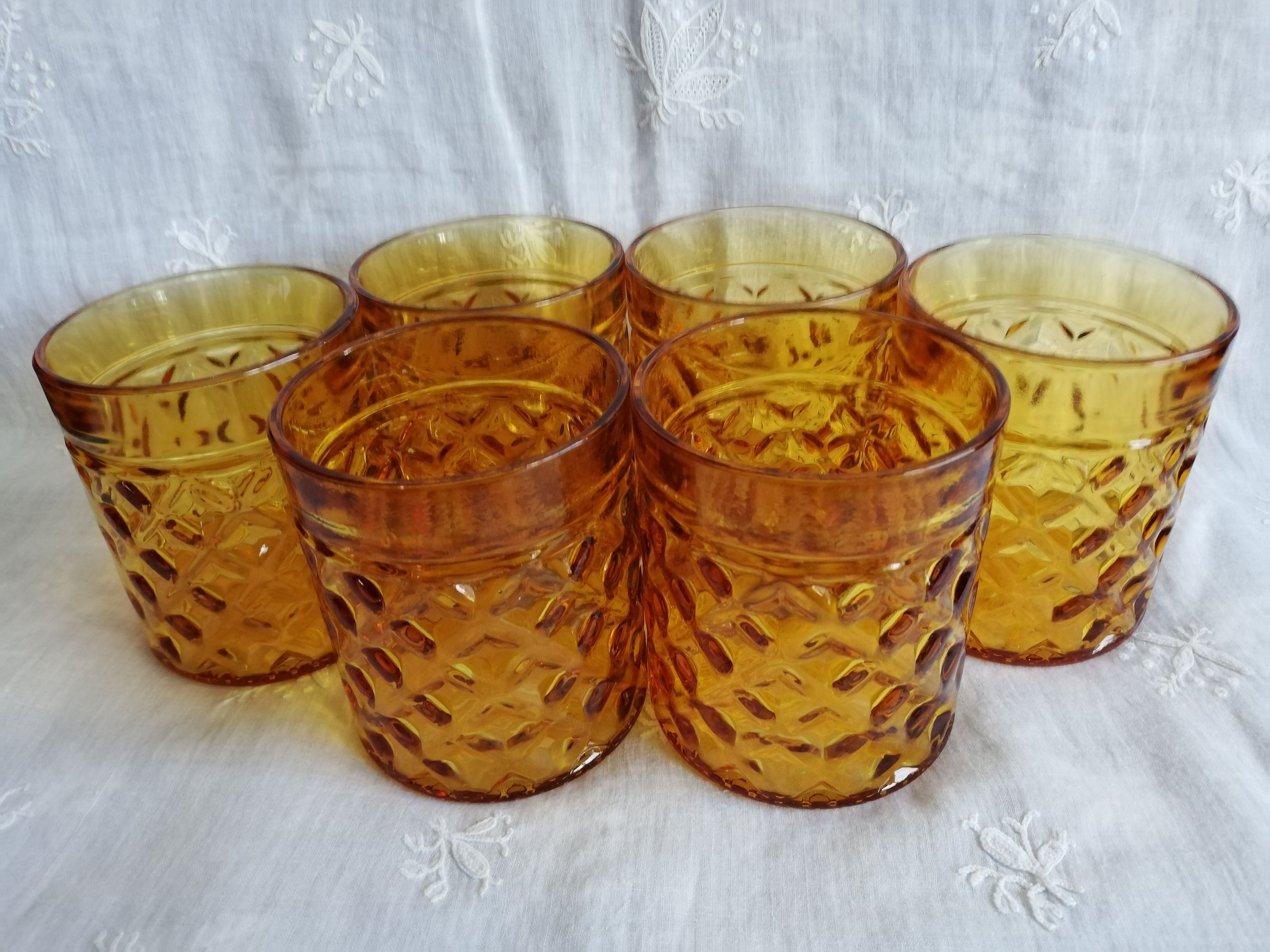 Set of 6 old Pernod amber glasses