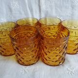 Set of 6 old Pernod amber glasses