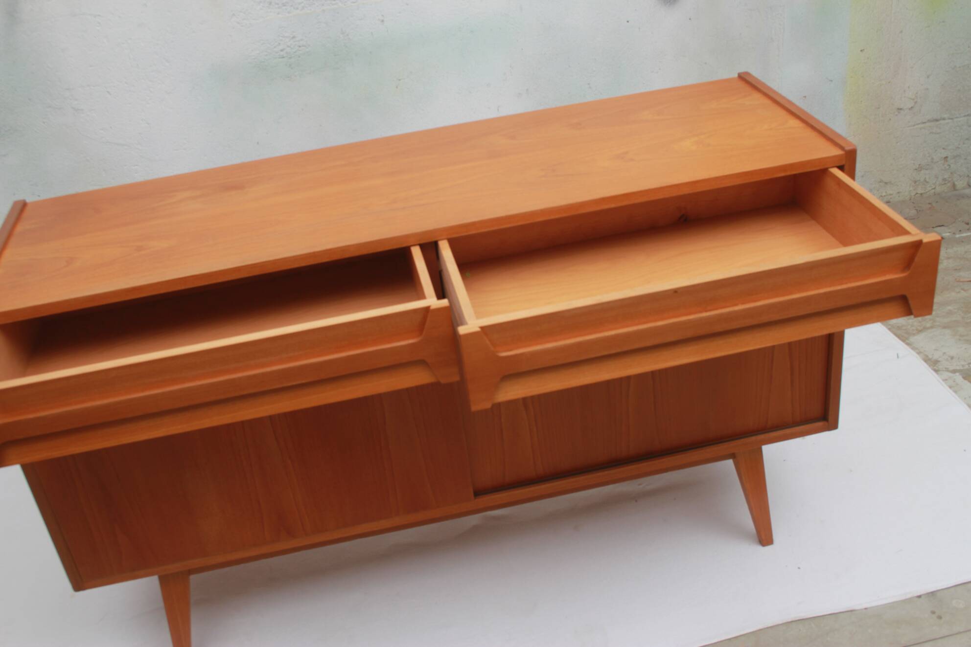 1950s sideboard in cherrywood with sliding doors