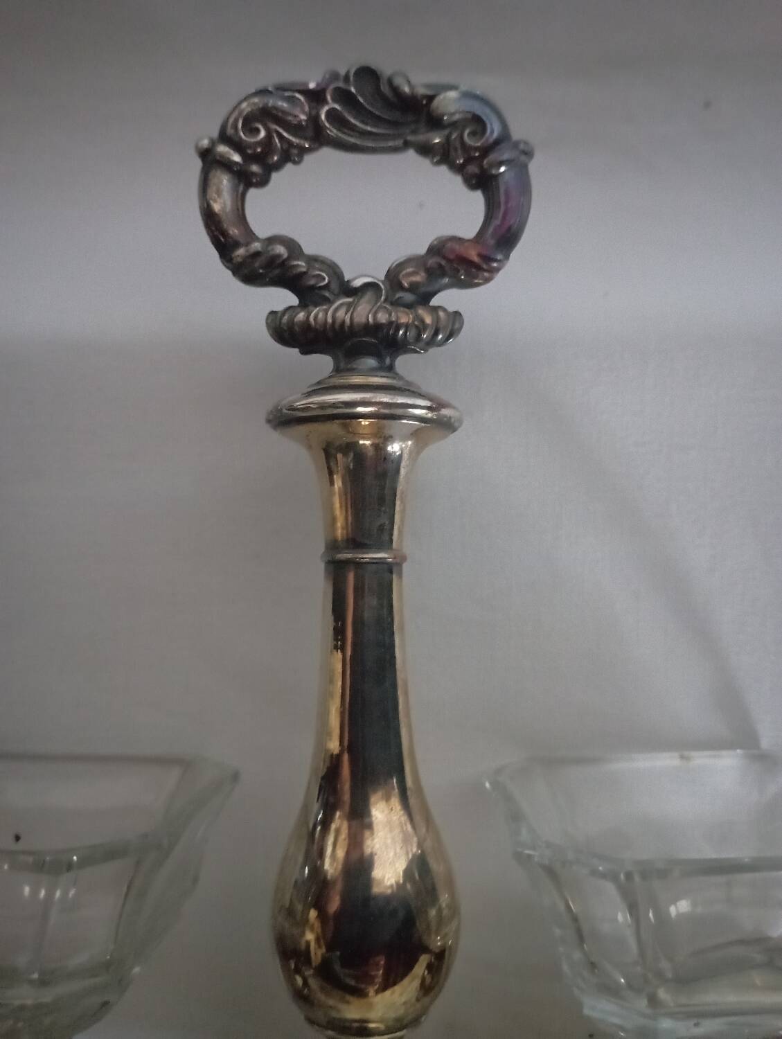 Crystal and silver-plated metal salt cellar