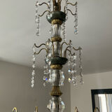 Brass chandelier with crystal pendants