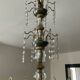 Brass chandelier with crystal pendants