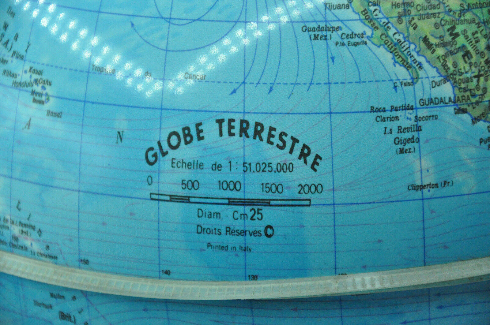 Globe earth world map bright wood wood chromed design vintage design