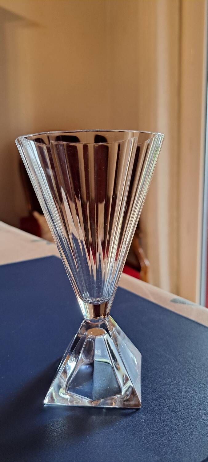 9 crystal d'arques wine glasses pyramid model designer Jacques Durand 80s